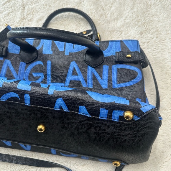 Burberry Black/Blue Leather Medium Graffiti Banner Tote - Picture 8 of 13